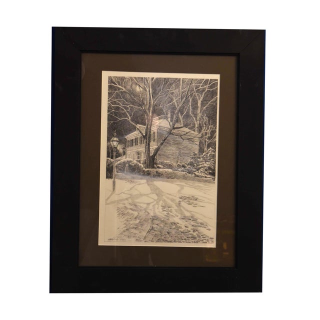 Realism Moonlit Cobblestones , C. Phillip Wikoff (American, 1943-2017), Framed For Sale - Image 3 of 4