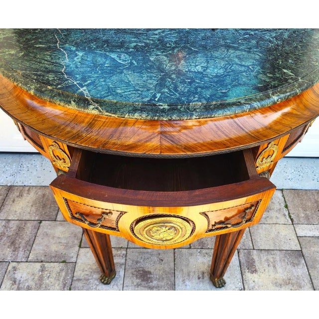 French Empire Style Console Marble Entry Table & Mirror For Sale - Image 11 of 17