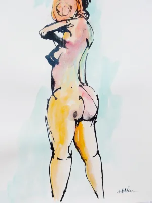 "Crazy Love" Contemporary Abstract Figurative Nude Drawing by Martha Holden