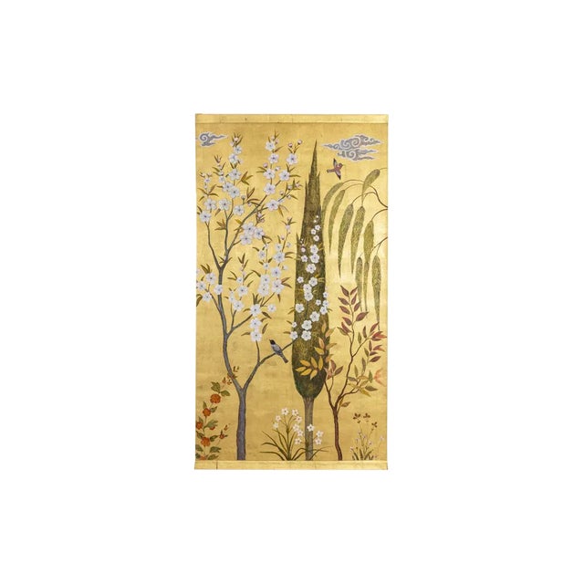 Contemporary Painted Canvas of Birds and Trees For Sale