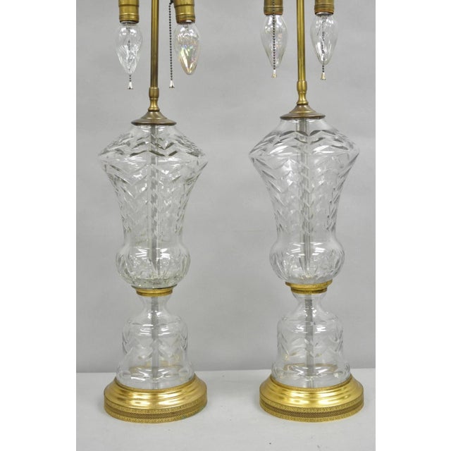 Neoclassical Vintage French Neoclassical Style Glass Urn Table Lamps Attr. Marbro - A Pair For Sale - Image 3 of 12