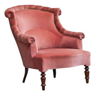 Late 19th Century Lounge Chair in Pink Velvet For Sale