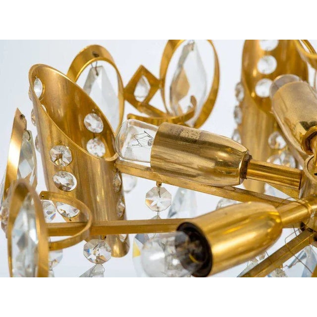 Hollywood Regency Jeweled Crystal and Gilded Chandelier by Palwa For Sale In Miami - Image 6 of 7