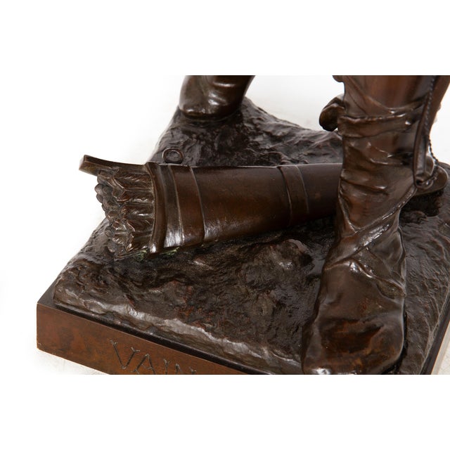 A Fine 36” H French Antique Bronze Sculpture “Victory” by Eugene Marioton For Sale - Image 14 of 18