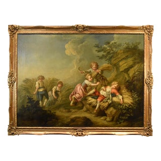 Étienne Jeaurat, Children's Play, Allegory of Summer, 1740, Oil on Canvas For Sale