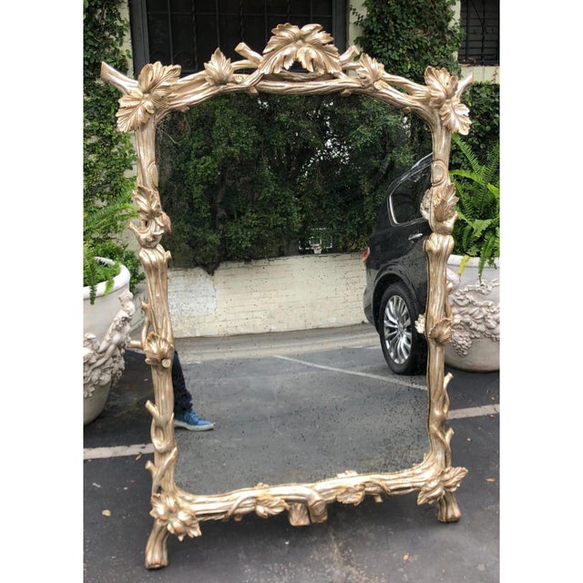 Huge Charles Pollock for William Switzer Carved Silver-Leaf Designer Mirror
