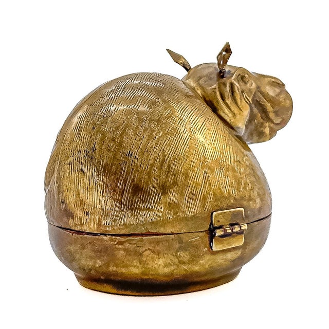 Mid 20th Century Brass Figural Hippopotamus Box by Woco For Sale In Los Angeles - Image 6 of 12