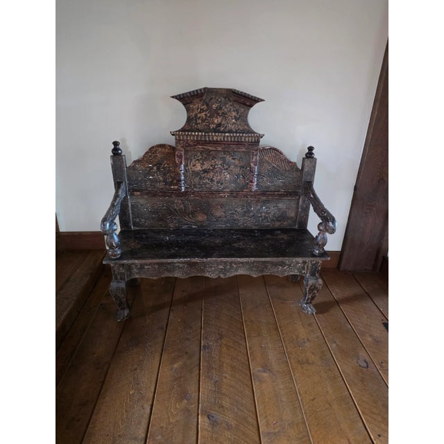 Purchased from Berkshire Home and Antiques. 19th Century Continental Carved bench.
