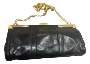 A High Quality 1970s Black Leather Italian Shoulder Bag