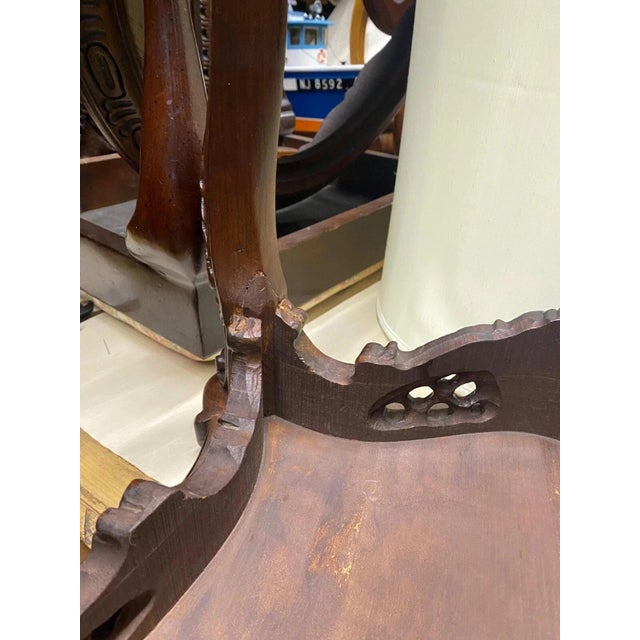 Vintage French Louis XV Style Walnut Coffee Table With Hand Painted Floral Top For Sale - Image 9 of 12