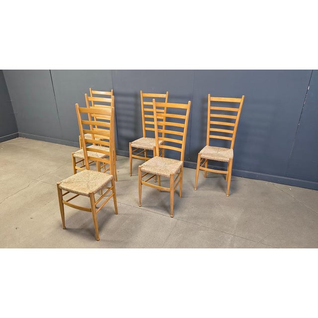 Italian Beechwood Ladder Back Chairs, 1970s, Set of 6 For Sale - Image 9 of 14