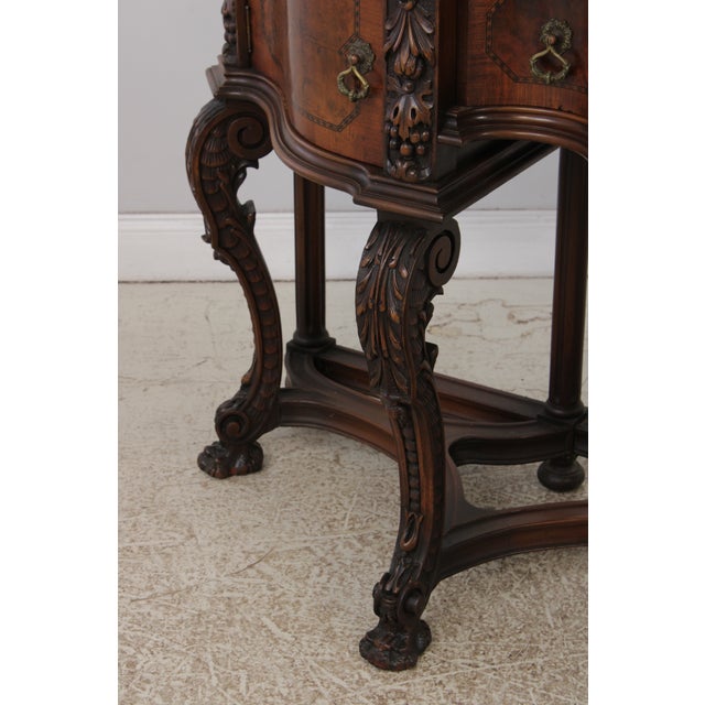 Vintage Carved Walnut Marble Top Sideboard For Sale - Image 15 of 18
