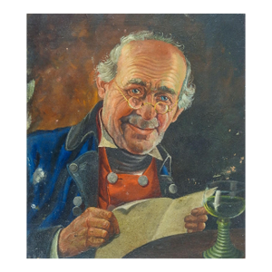 Late 19th Century Man Reading Letter Portrait Continental School Painting