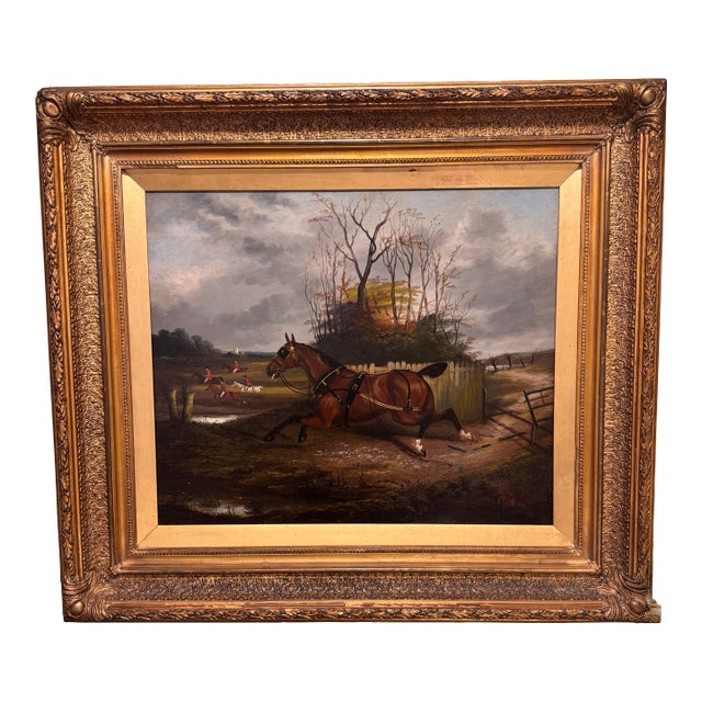 English Hunting Oil on Canvas For Sale