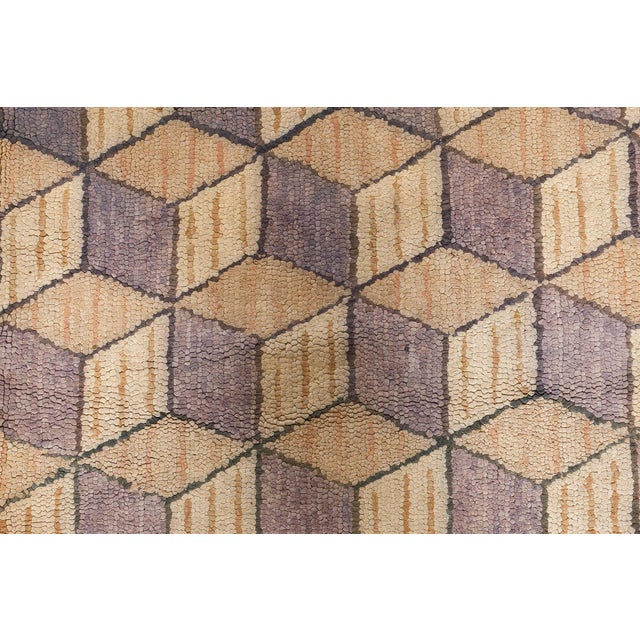 Doris Leslie Blau Vintage American Hooked Geometric Rug For Sale - Image 4 of 9