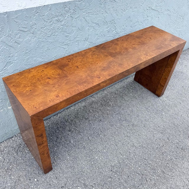 Mid 20th Century Mid Century Modern Burlwood Consol Table For Sale - Image 5 of 12