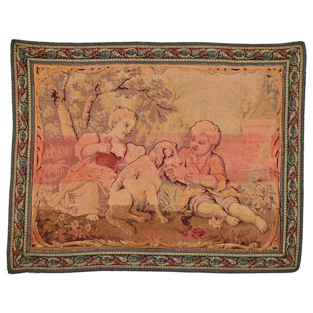 1950s Vintage Bucolic Scene Tapestry with Fabric Weaving, Italy, 1950s For Sale - Image 5 of 5