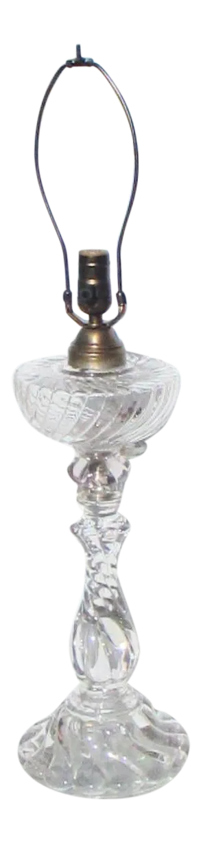 Antique Electrified Oil Lamp in Style of Baccarat