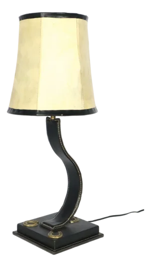 Black Leather Lamp by James Adnet, 1950s