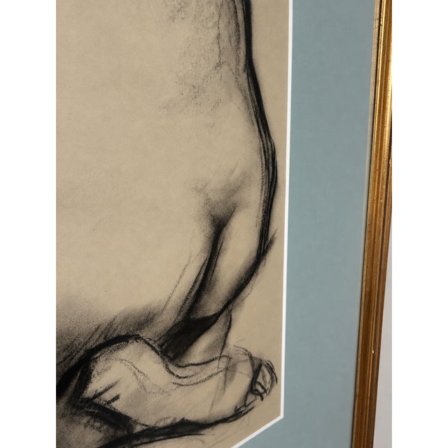Modern Carl Felkel, Female Nude Charcoal Drawing, Chalk and Charcoal, Framed For Sale - Image 3 of 8
