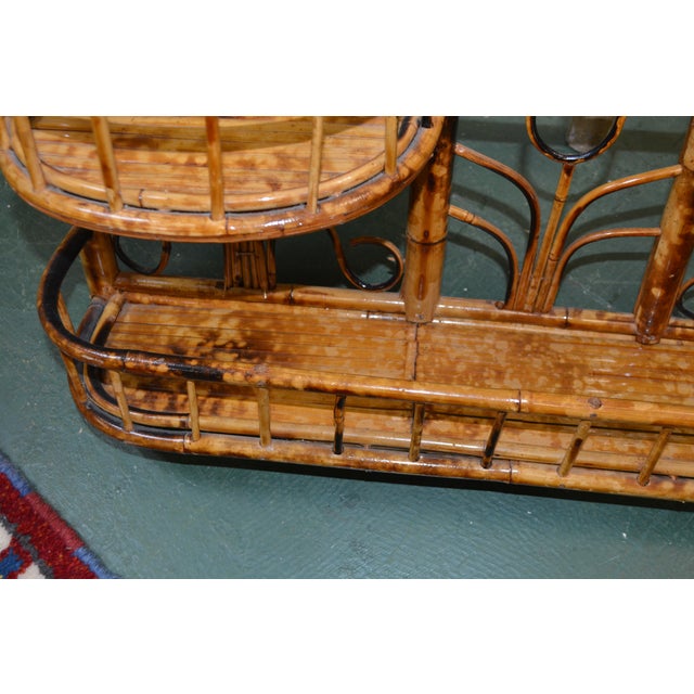 1980s 1980s Burnt Bamboo Curved Top Wall Shelf / Rack For Sale - Image 5 of 17