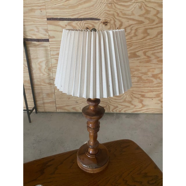 Wood Charming Carved Wood Turned Lamp For Sale - Image 7 of 10