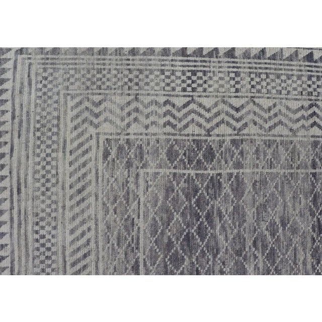 Modern Gray and Cream Piled Rug by Keivan Woven Arts, 10'1" X 12'0" For Sale - Image 10 of 12