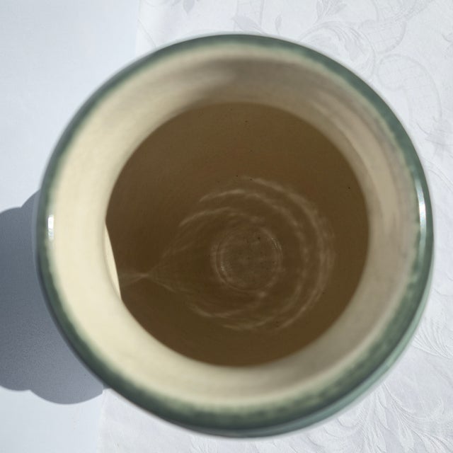 Celadon 1980s Hand-Painted Celedon Vase Artist-Signed For Sale - Image 8 of 11