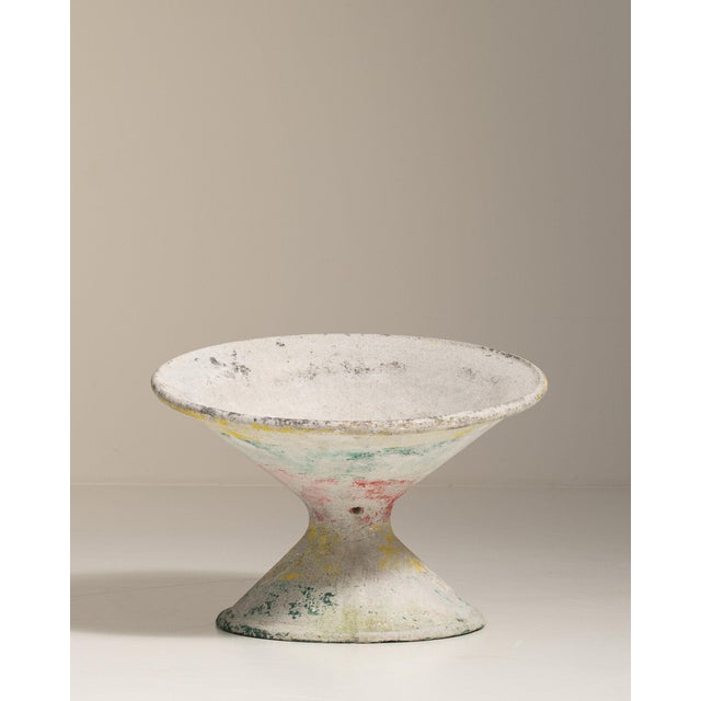 1960-1969 France Weathered Antique White Painted Pedestal Bowl Planter For Sale - Image 9 of 9