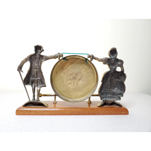 Brass Gong With Male and Female Figures For Sale - Image 4 of 8