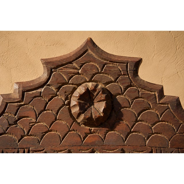 Vintage Moroccan Hand-Carved Wood Architectural Mirror For Sale - Image 10 of 13