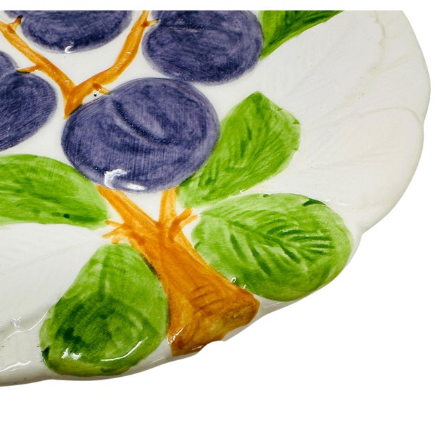 1980s Rare Shafford "Fruit Du Jour" Majolica-Style Hand-Painted Ceramic Plates - Set of 9 For Sale - Image 12 of 18