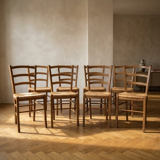 Brown 20th Century Scandinavian Dining Chairs with Wooden Frame & Woven Rattan Seats from Gemla Fabrikers AB, 1960s, Set of 8 For Sale - Image 8 of 8