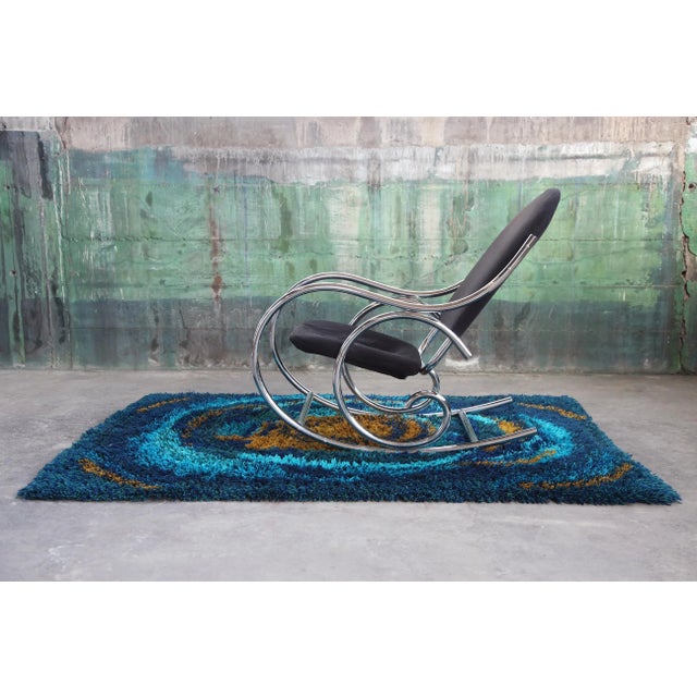 1970s Sculptural Chrome and Black Velour Rocking Chair in the style of Milo Baughman, 1970s For Sale - Image 5 of 13