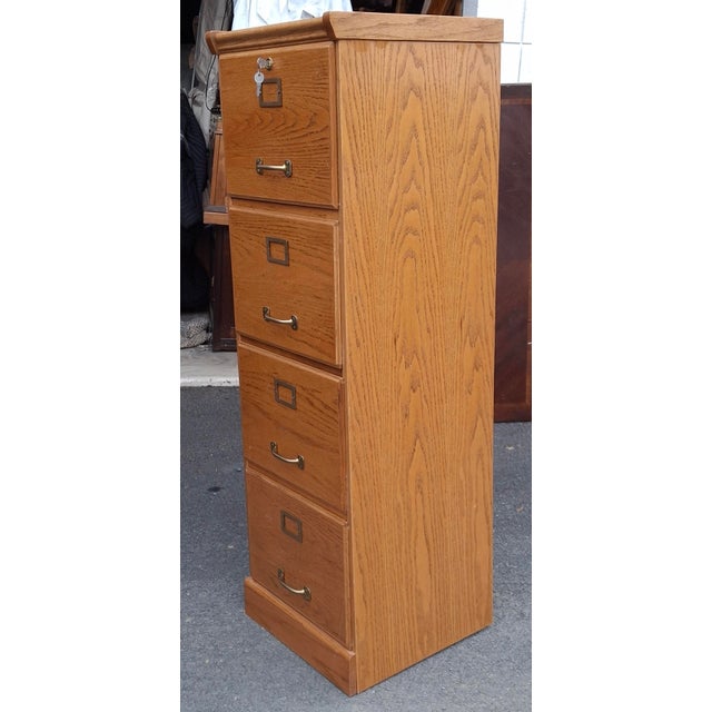 Late 20th Century Oak Four-Drawer Filing Cabinet For Sale In Washington DC - Image 6 of 11