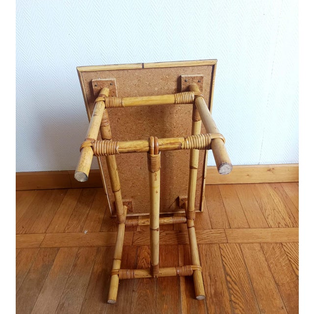 Wood Vintage Bamboo Coffee Table in the style of Audoux Minet, 1970s For Sale - Image 7 of 11