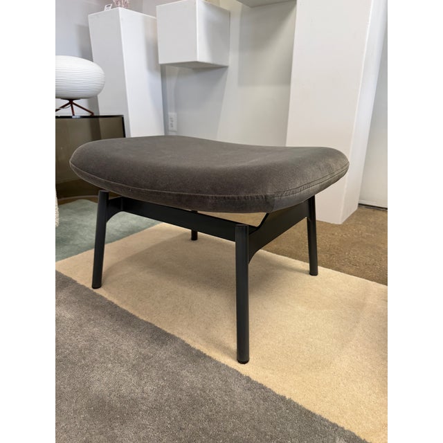 Mid-Century Modern Field Ottoman by Blu Dot - Storm Velvet For Sale - Image 3 of 5