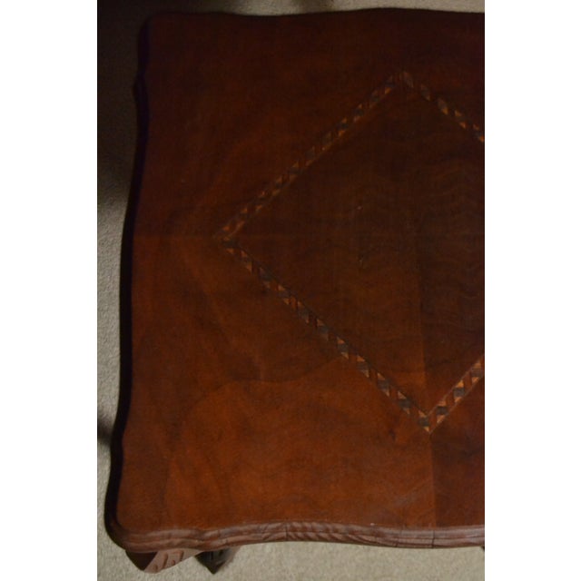 Antique French Provincial Side/End Table Louis XV Style Diamond Marquetry Walnut For Sale In Chicago - Image 6 of 13