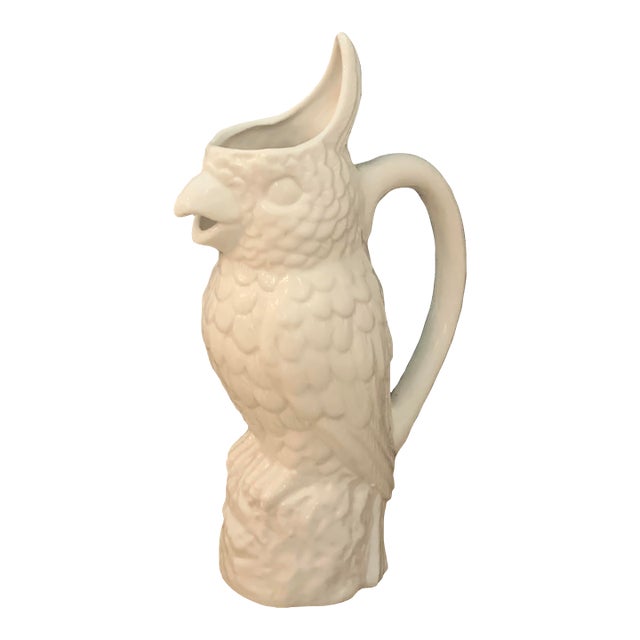 Vintage Ceramic Cockatoo Jug Pitcher For Sale