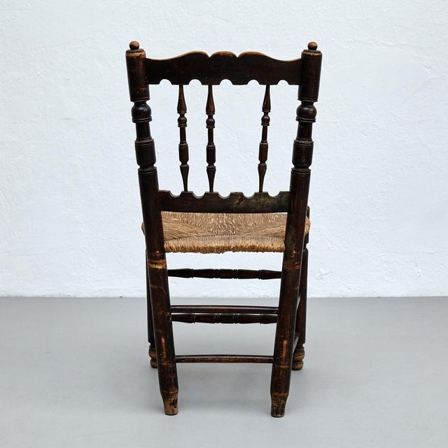 Brown Rustic Wood French Chairs, 1950s, Set of 4 For Sale - Image 8 of 18