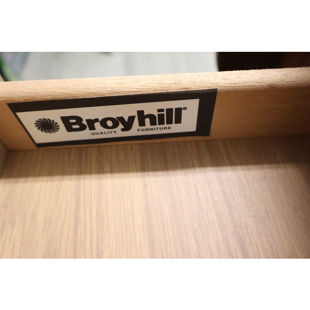 Brown Vintage Broyhill Cherry Drop-Leaf Sofa Console Table With Dual Drawers For Sale - Image 8 of 9