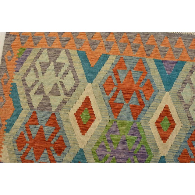 Kilim Rug 4’2” X 5’6” Multicolor Wool Tribal Handwoven Oriental Carpet For Sale In Philadelphia - Image 6 of 12