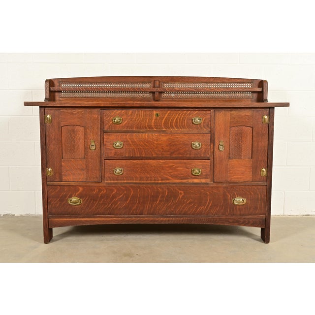Lifetime Furniture Antique Mission Oak Arts & Crafts Sideboard, Circa 1910 For Sale - Image 17 of 17