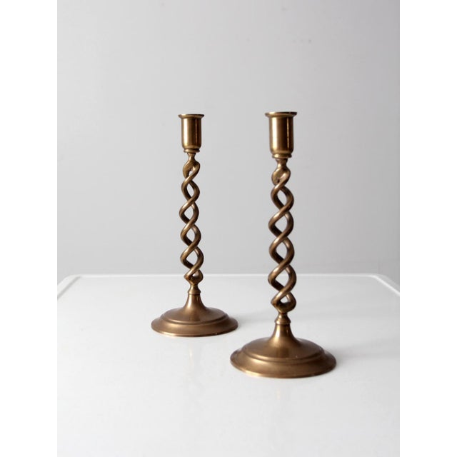 Vintage Brass Spiral Candle Holder Pair Chairish