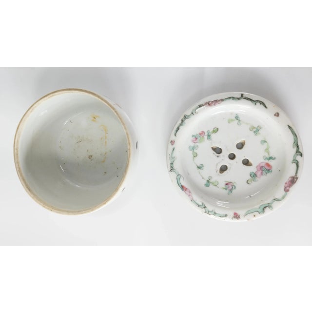 White 19th Century Chinese Famille Rose Decorated Covered Bowl or Cricket Cage For Sale - Image 8 of 12