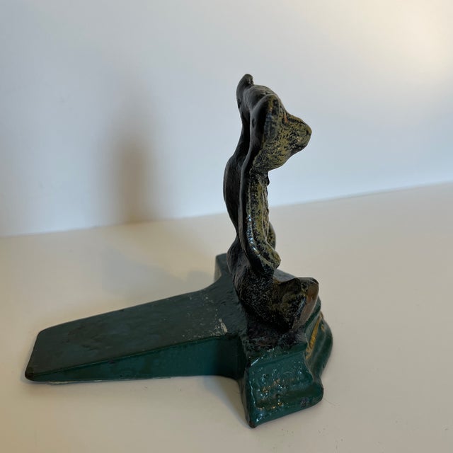 Mid 20th Century Small Hand Painted Cast Iron Doorstop - Teddy Bear For Sale - Image 4 of 8