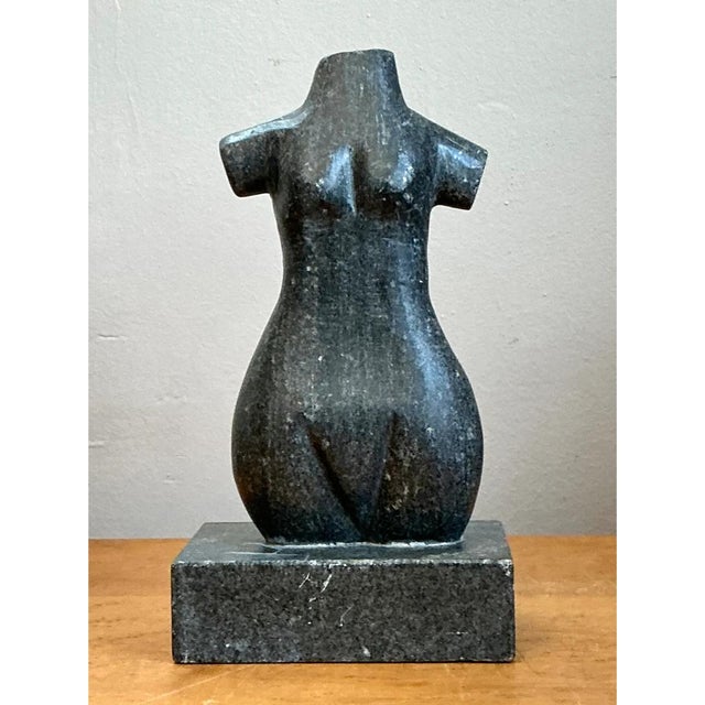 Late 20th Century Vintage Carved Stone Female Torso Sculpture For Sale - Image 5 of 12