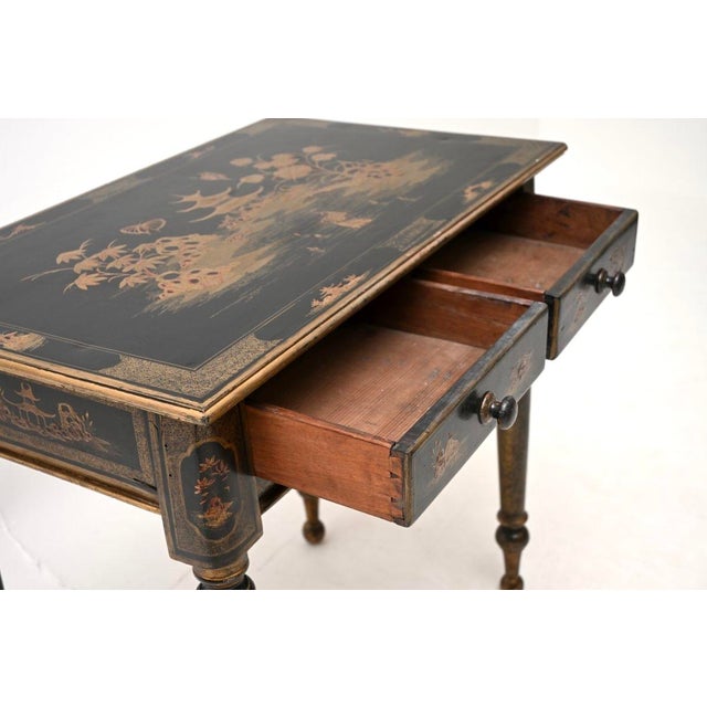 Antique Victorian Chinoiserie Lacquered Side Table, 1850s For Sale - Image 12 of 13