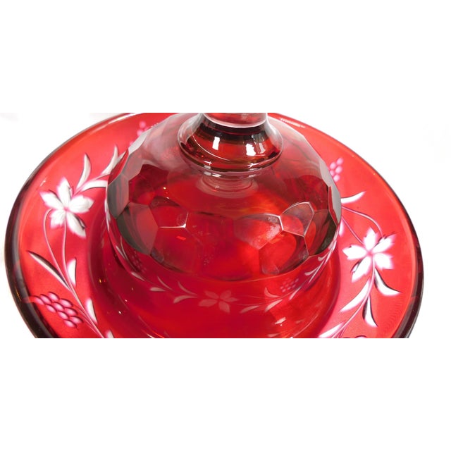 1970s Red Cut to Clear Compote With Clear Base For Sale In San Francisco - Image 6 of 6