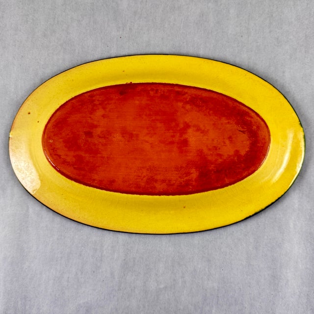 Yellow French Provençal Pottery Hand Potted & Painted Olive Server For Sale - Image 8 of 9